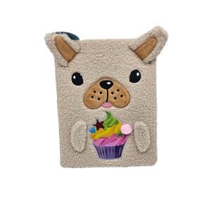 Fuzzy Sketch Book Notebook Journal‎ Blank Pages Brown Dog Cupcake NWT